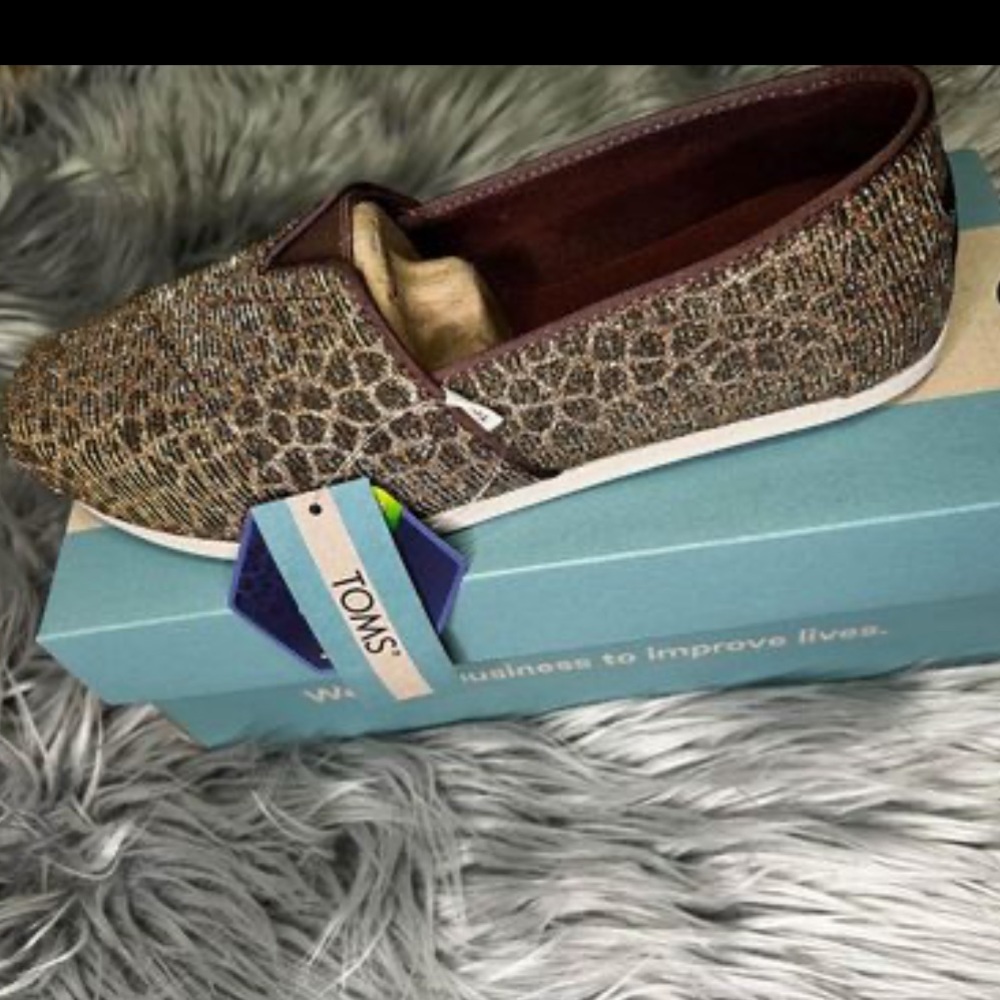 Toms flats leopard glitter print